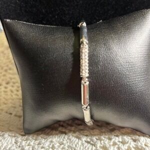 Fossil silver and clear rhinestones dainty barrel bracelet